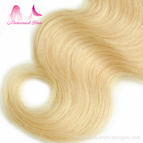 Unprocessed Brazilian Hair Extensions Vendors, Body Wave Raw Virgin Cuticle Aligned Blonde 613 Mink Hair Weave Bundles